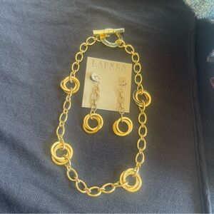 Ralph Lauren jewelry gold necklace and earrings